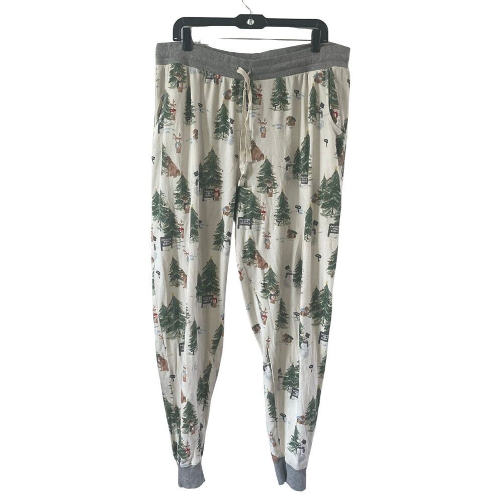 Burt's Bees Adult Christmas pajama jogger pants XXL soft warm holiday
